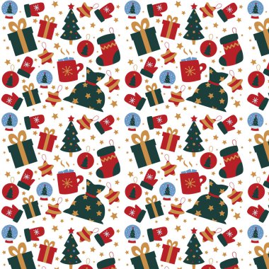 Cute Christmas pattern, vector illustration. clipart