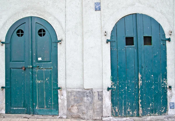 Twee groene deuren — Stockfoto