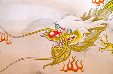 bir duvar üzerinde Çince ejderha boyama