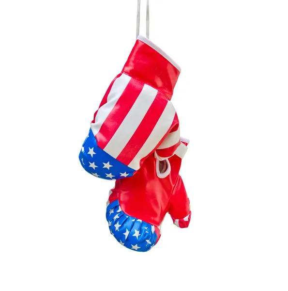 Boxing gloves with USA flag isolated on white background — Stock Photo, Image