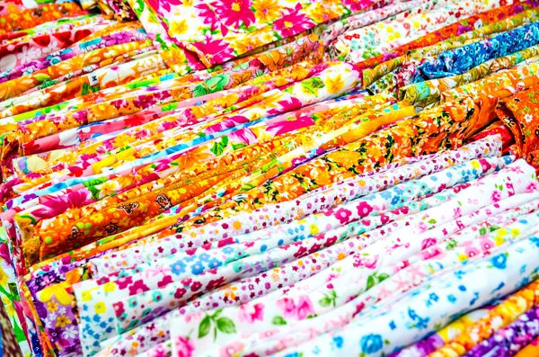 Stack of colorful thai fabric — Stock Photo, Image