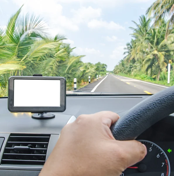 Navegador de coches con ruta de recorte — Foto de Stock