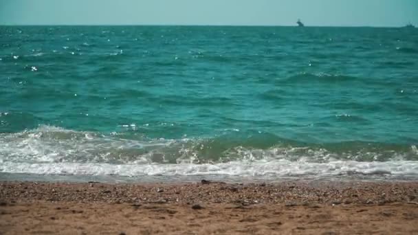 Havsvågor vid den soliga stranden — Stockvideo
