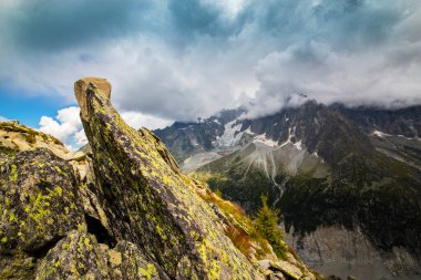 Fransız Alplerinde yaz mevsiminde güzel bir buzul vadisi