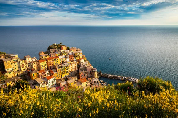 Splendida Luce Del Tramonto Pittoresco Borgo Italia Cinque Terre — Foto Stock