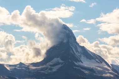 Beautiful scenery in the Swiss Alps in summer, with Matterhorn peak in the background
