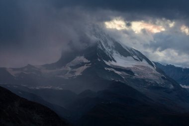 Beautiful scenery in the Swiss Alps in summer, with Matterhorn peak in the background