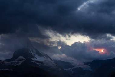 Beautiful scenery in the Swiss Alps in summer, with Matterhorn peak in the background
