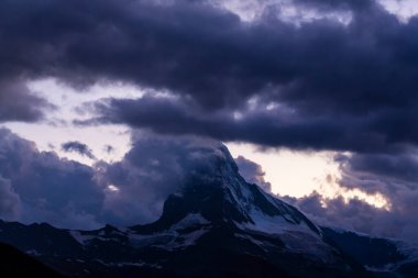 Beautiful scenery in the Swiss Alps in summer, with Matterhorn peak in the background