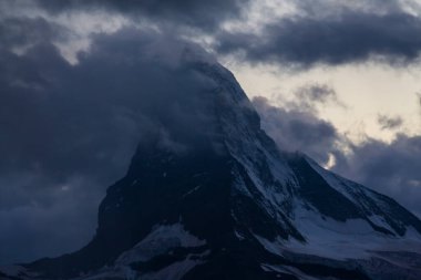 Beautiful scenery in the Swiss Alps in summer, with Matterhorn peak in the background