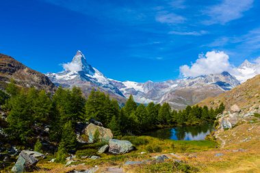 Beautiful landscape in the Swiss Alps in summer, with Matterhorn in the background