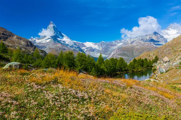 Beautiful Landscape Swiss Alps Summer Matterhorn Background Imagen De Stock