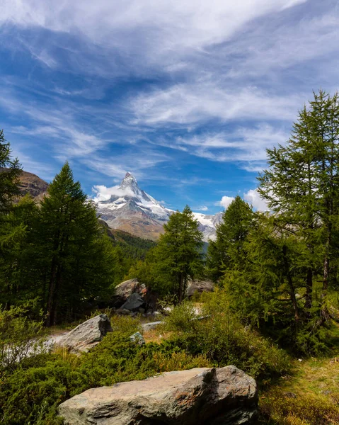 Indah Pemandangan Alpine Alpen Swiss Musim Panas Sekitar Matterhorn Peak — Stok Foto