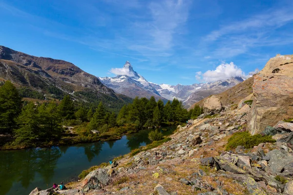 Schöne Alpine Landschaft Den Schweizer Alpen Sommer Rund Das Matterhorn — Stockfoto