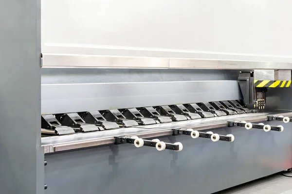 Close High Precision Cnc Grooving Notching Cutting Machine Metal Sheet — Stock Photo, Image