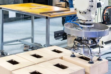 Hassas robot kolu ve otomatik vakum yastığını kapat ya da sanayide üretimin çeşitli malzeme levha ürünü veya taşınabilir kağıt kutu için vakum bardağını kapat