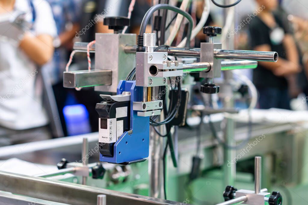 Inkjet print head component of continuous label or graphics printer machine for manufacturing process in industrial