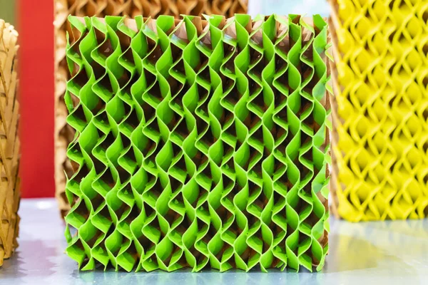 Zielony Kolor Tekstury Rhombic Struktura Wentylacja Chłodzenie Pad Lub Filtr — Zdjęcie stockowe