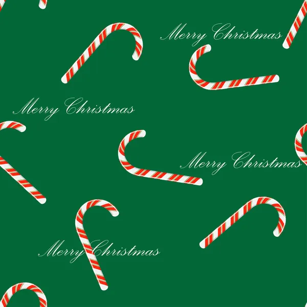 Seamless Candy Cane Christmas Symbols Pattern Wallpaper Background Design Vector — Stock Vector