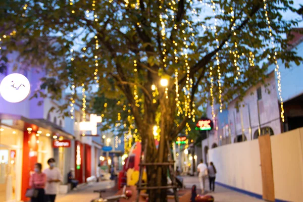 Абстрактне Затуманення Зображення Ходячої Вулиці Фестивалем Призвело Світла Дереві Bangkok — стокове фото