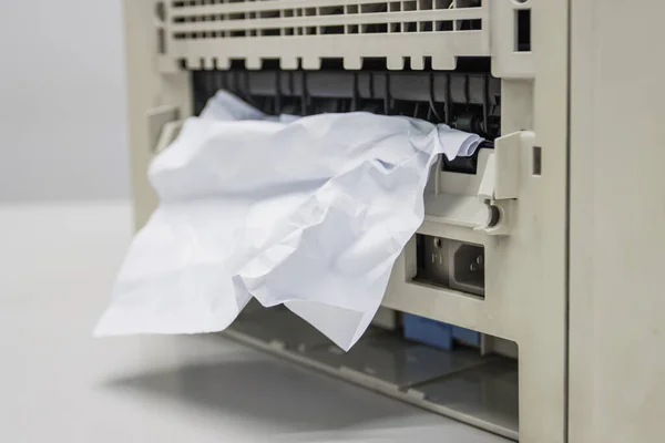 Paper Stuck Paper Jam Printer Office Koncept Kancelářské Vybavení Problém — Stock fotografie