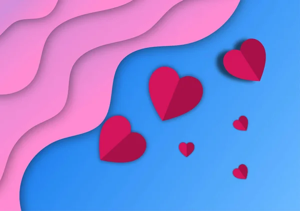 Grafische Stijl Papercut Met Symbool Hart Concept Valentijnsdag Voor Kaart — Stockvector