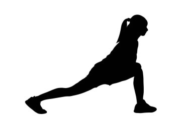 grafik çizimleri, siluet kadın atlet egzersiz vektör çizimi