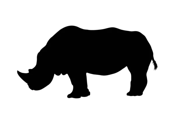 Рисунок Силуэта Векторной Иллюстрации Носорога Изолированный Белый Фон — стоковый вектор