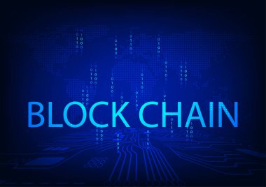 blockchain ağı ikili kod teknolojisi gelecekteki konsept, vektör illüstrasyonu 