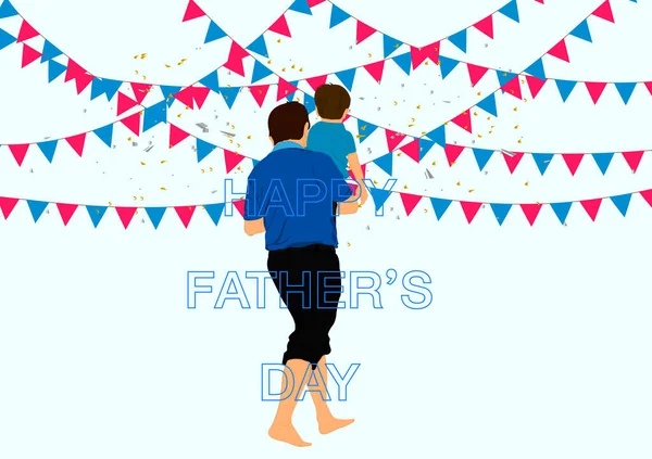 Graphics Festival Flag Father Holding Young Hands Vector Illustration — Stock Vector