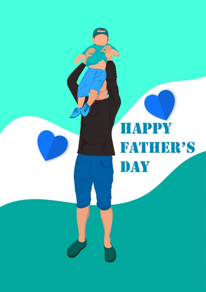 Graphics Design Father Holding Young Hands Concept Happy Father Day — Stock Vector
