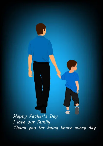 Graphics Design Father Holding Young Hands Concept Happy Father Day — Stock Vector