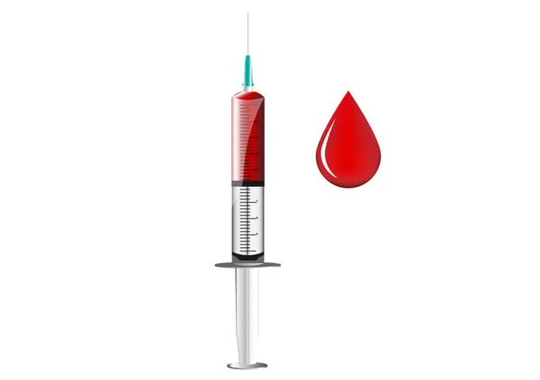 Graphics Design Syringe Blood Vector Illustration Isolated White Background — Stock Vector