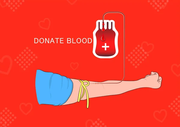 图形图像手和血袋概念捐赠血液载体图解 — 图库矢量图片