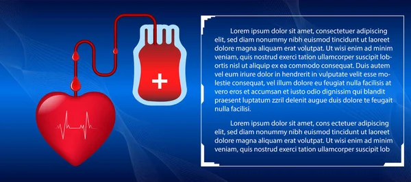 Herz Mit Blutbeutel Und Spritzenkonzept Give Blood Life Vektor Illustration — Stockvektor