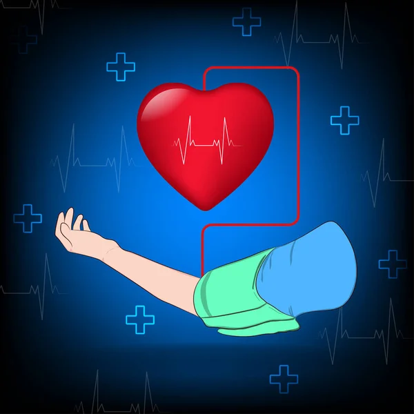 Графічне Зображення Рука Концепція Серця Вимірювання Тиску Медичної Медичної Допомоги — стоковий вектор