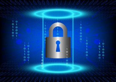 Vektör illüstrasyonu Hi Technology Key Hole ve dişli çift kodlu dijital sayı koruma arka plan konsepti güvenlik teknolojisi  