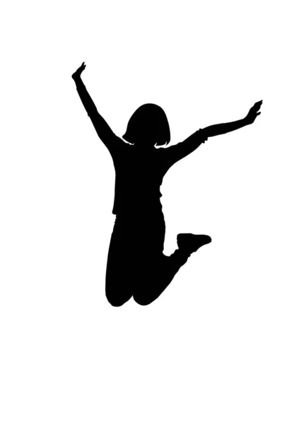 Silhouette Body Woman Jump Isolated White Background Vector Illustration — Vetor de Stock
