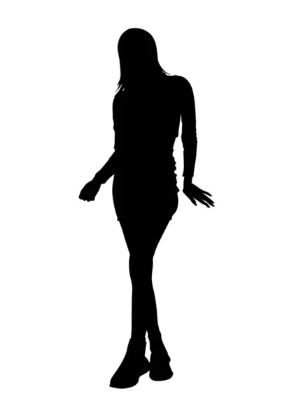 Image Drawing Silhouette Woman Standing White Background —  Vetores de Stock