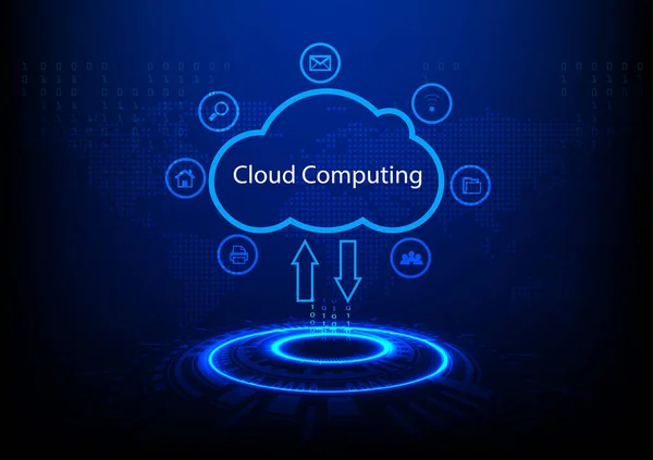 Grafikdesign Hitech Technology Cloud Computing Konzept Computerzugriff Auf Online Netzwerkkommunikation — Stockvektor