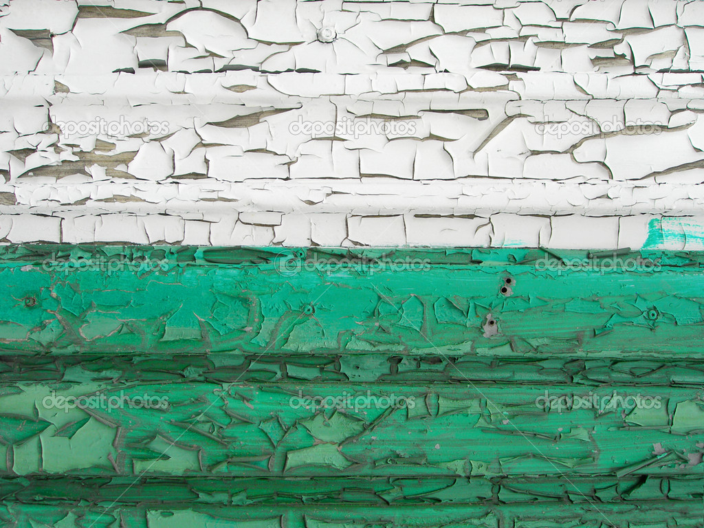 Old cracked wall texture: green and white colors