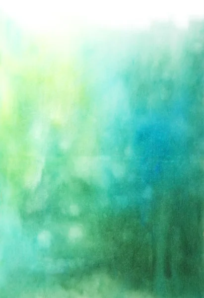 Fondo de acuarela dibujado a mano abstracto: desenfoque azul y verde — Foto de Stock