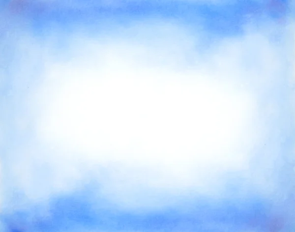 Abstrato mão desenhado fundo aquarela: céu azul e nuvens brancas — Fotografia de Stock