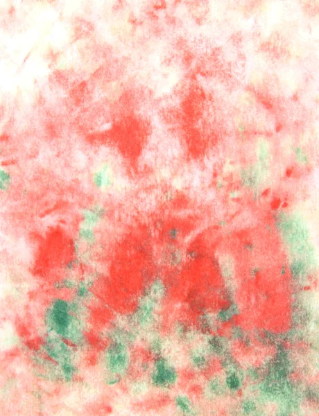 Abstract hand drawn watercolor background: green leaves and red flowers — Stock Photo, Image