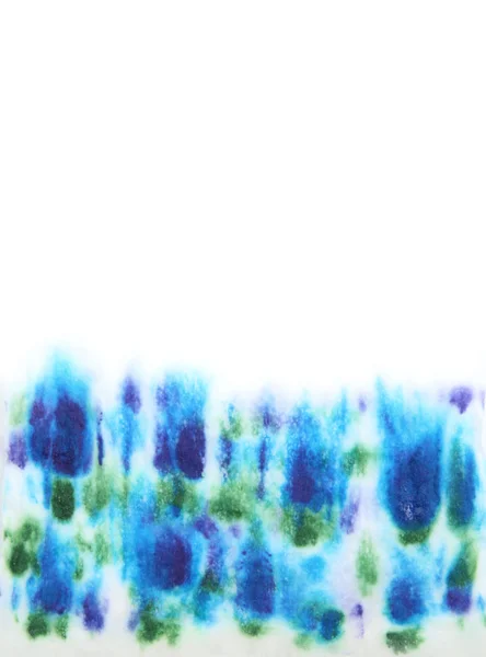 Abstract hand drawn watercolor background: blue flowers and green leaves — Stock Photo, Image