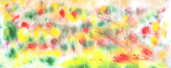 Abstrakt hand dras akvarell bakgrunden: gröna, röda och gula suddar — Stockfoto