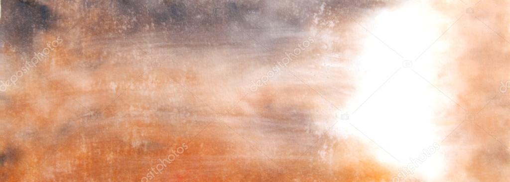 Abstract hand drawn watercolor background: brown and orange blurs