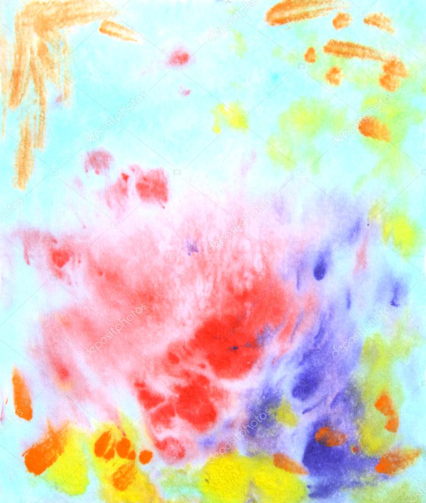 Abstract hand drawn watercolor background: blue, green ...