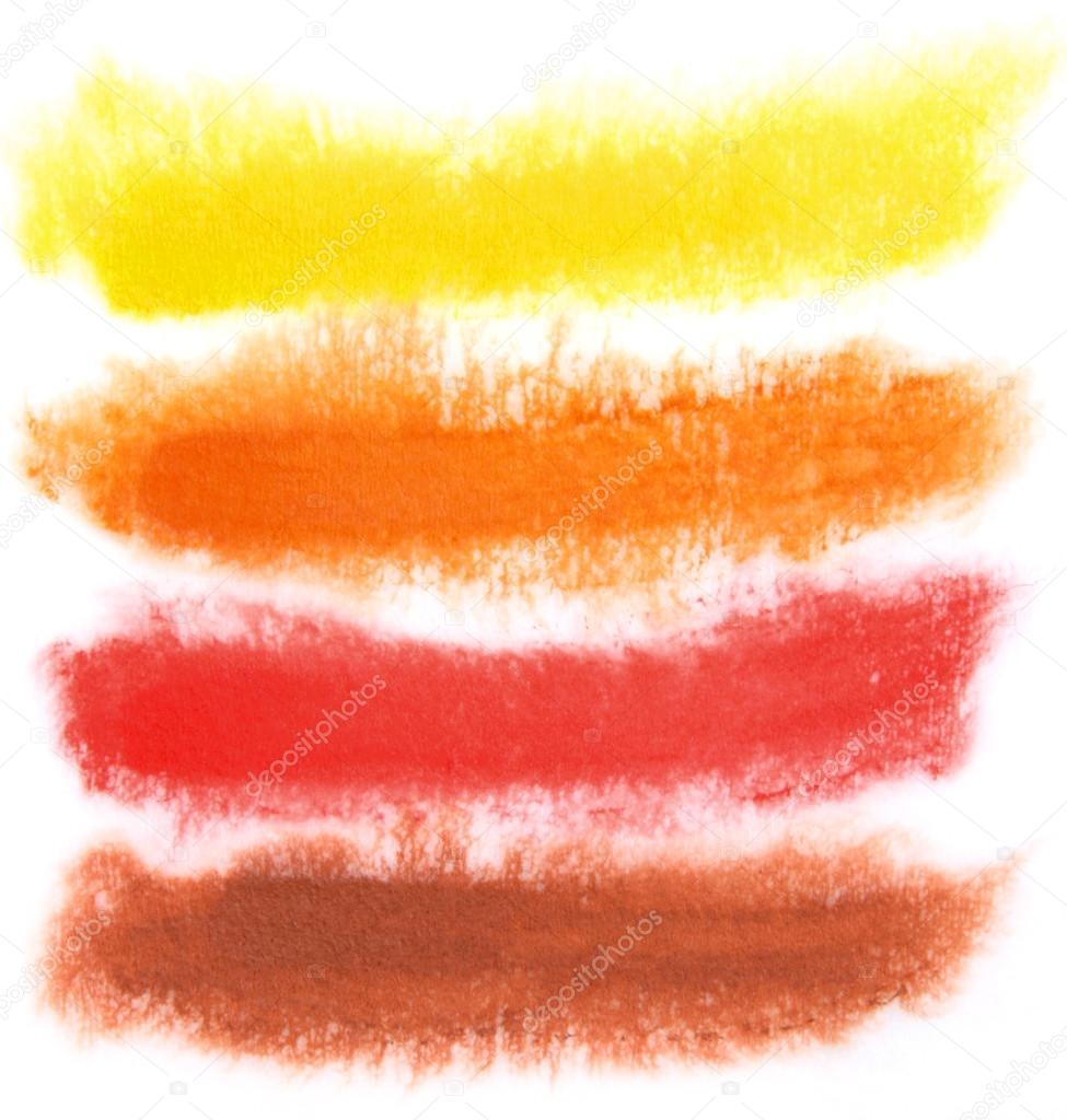 Abstract hand drawn watercolor background: red, yellow, and brown blurs