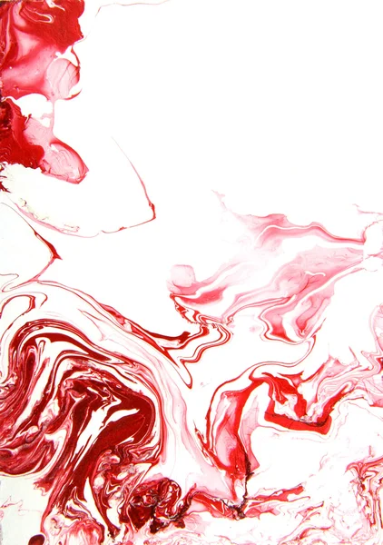 Elle çizilmiş boya arka plan: beyaz zemin üzerinde kırmızı desenler — Stok fotoğraf